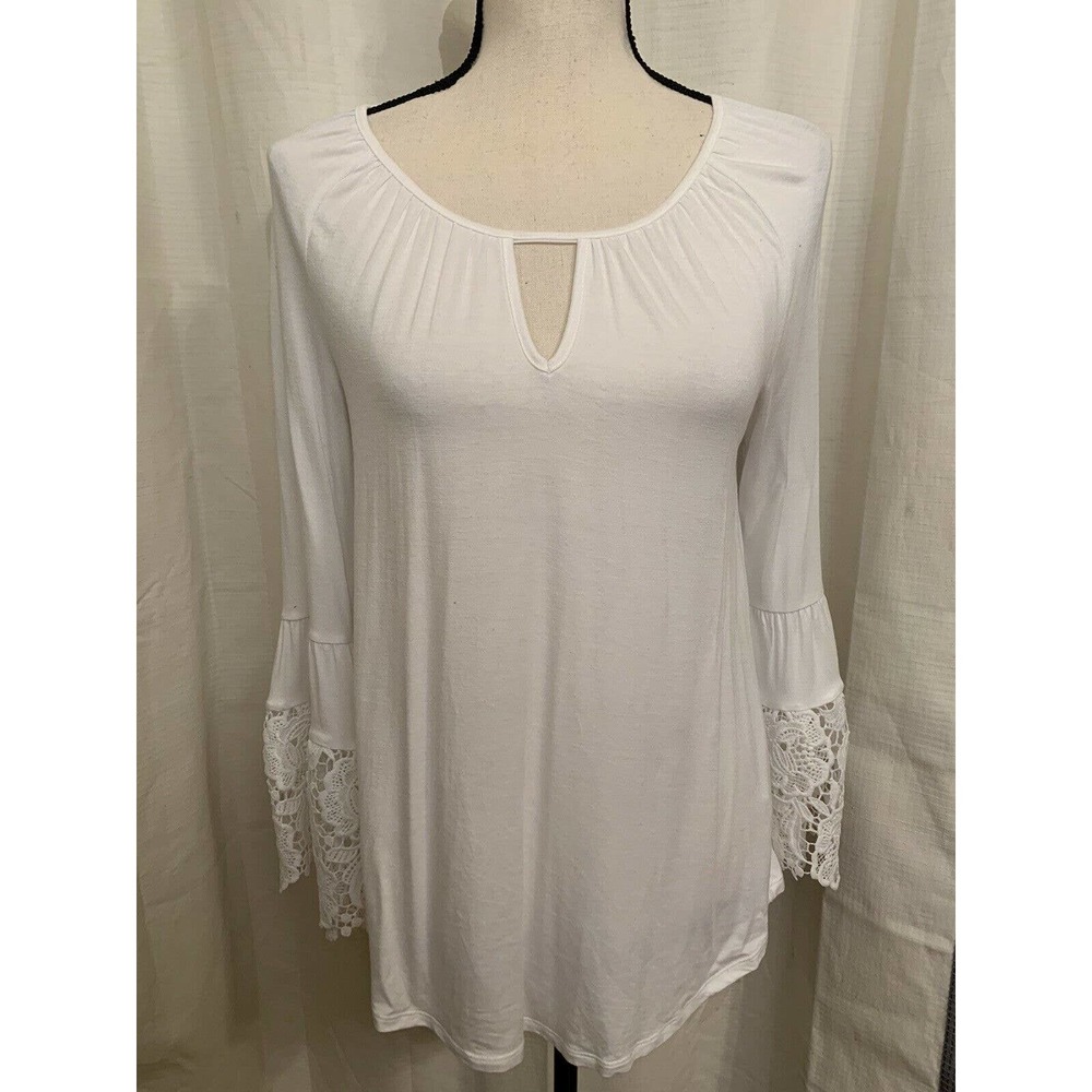 Cable & Gauge White Boho Blouse Stretch
